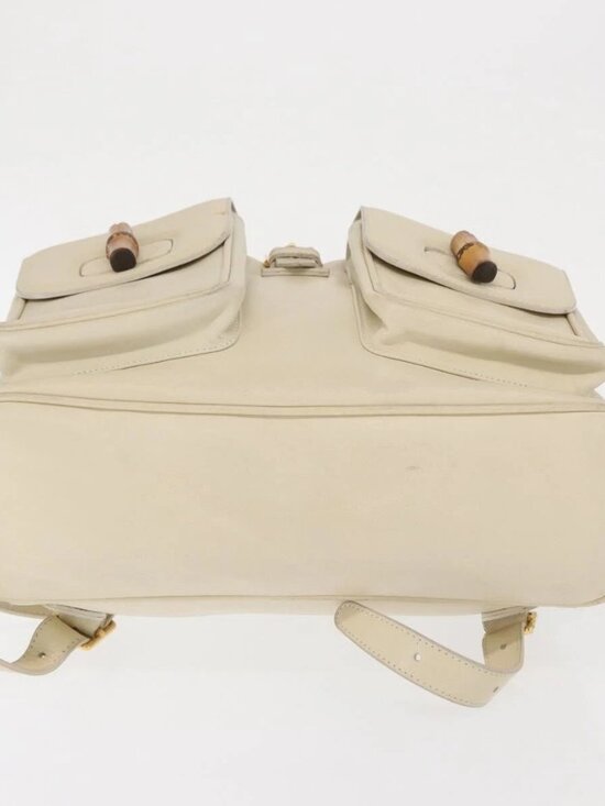 GUCCI Bamboo Backpack Leather Ivory Gold 003 2058 0016 Auth 166281 main image 12